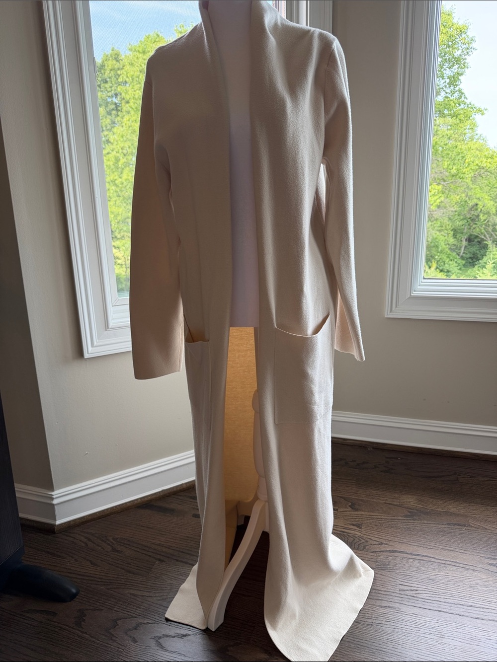Babaton Cream Long Open-Front  Cape Coat